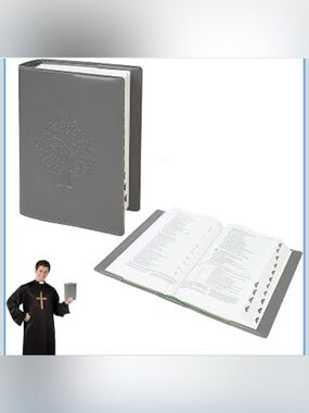 Bible Cover Case for Women and Men, Faux Leather (Gray,Large,7.2"x10.2"x1.5")